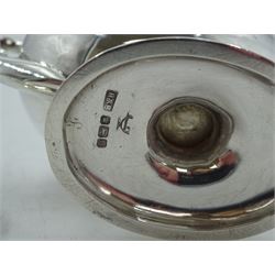 Edwardian silver novelty cigar table lighter, modelled as a Roman oil lamp, the body engraved to one side with bird in flight, hallmarked Roberts & Belk Ltd, Sheffield 1901, approximate weight 2.41 ozt (75 grams)