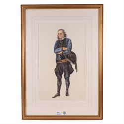 Continental School (Early 20th century): Portrait of a Young Man, watercolour and pencil unsigned 50cm x 30cm; After Cecil Aldin (British 1870-1935): 'Trepidation' 'Resignation' & 'Toleration', set of three book plate prints 12.5cm x 18cm (4)