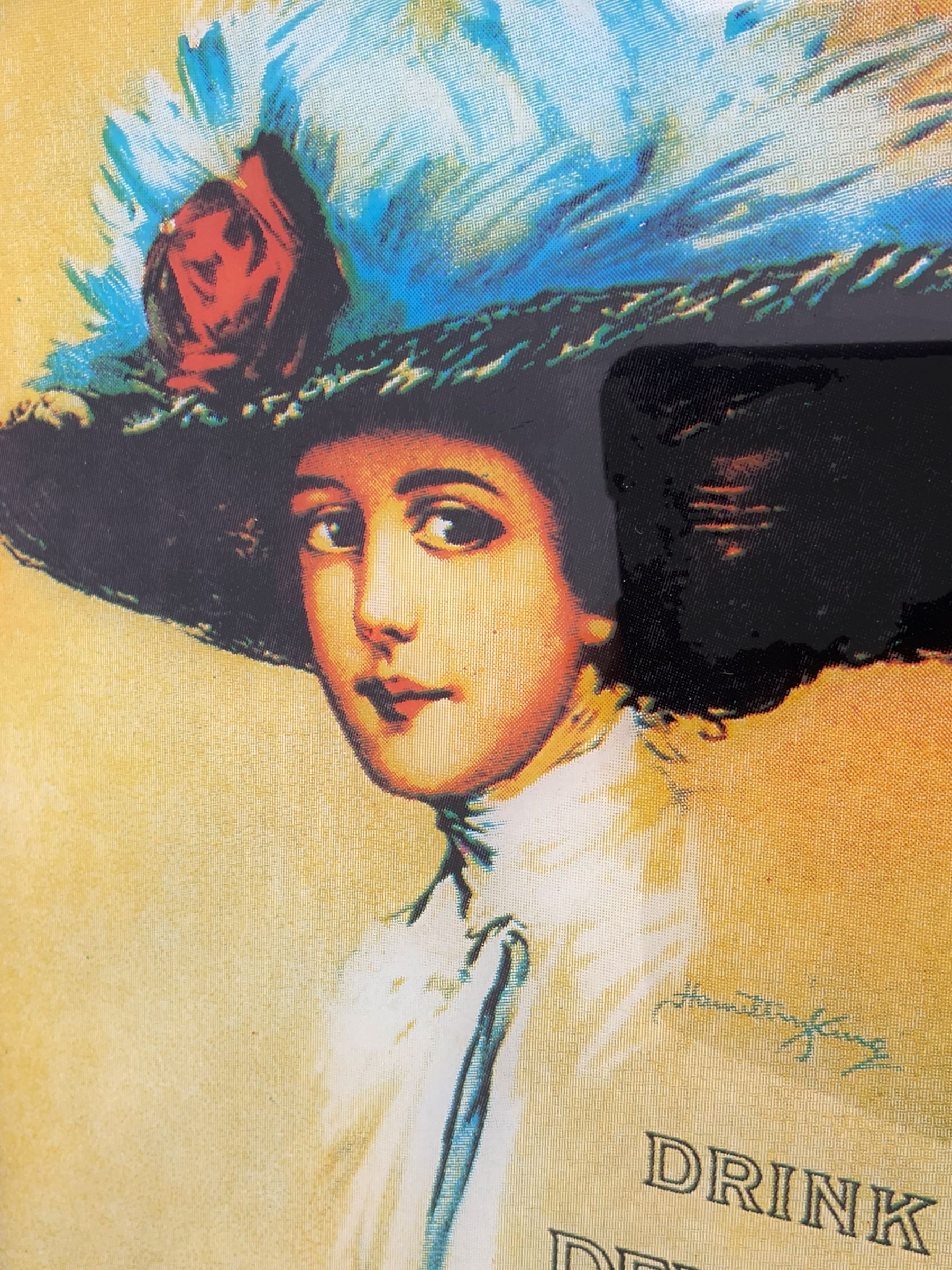 Late 20th century 'Coca Cola' style mirror (64cm x 89cm), and a 20th century frameless mirror (44cm x 67cm)