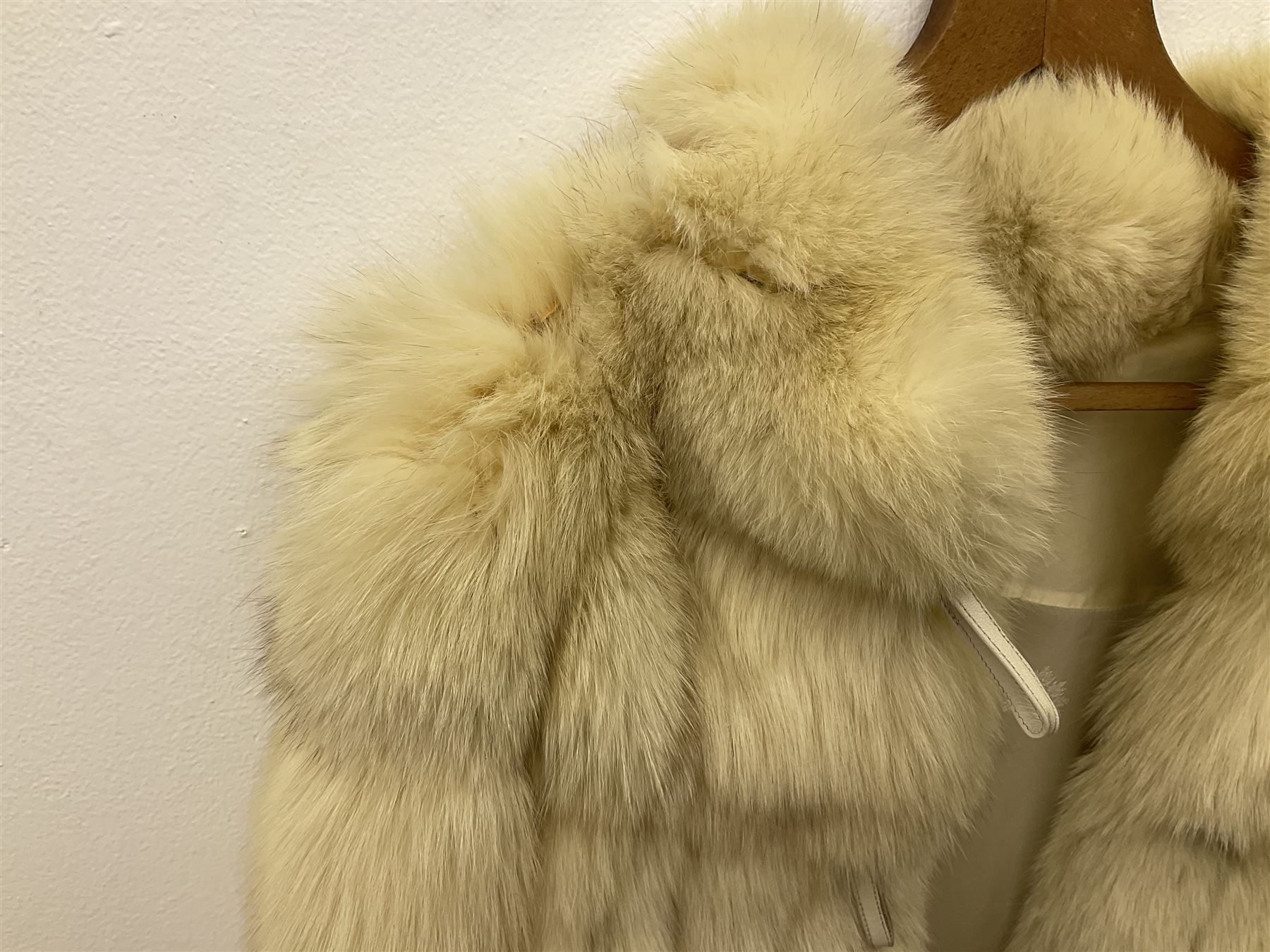 White Arctic Fox fur coat with loop fasteners 