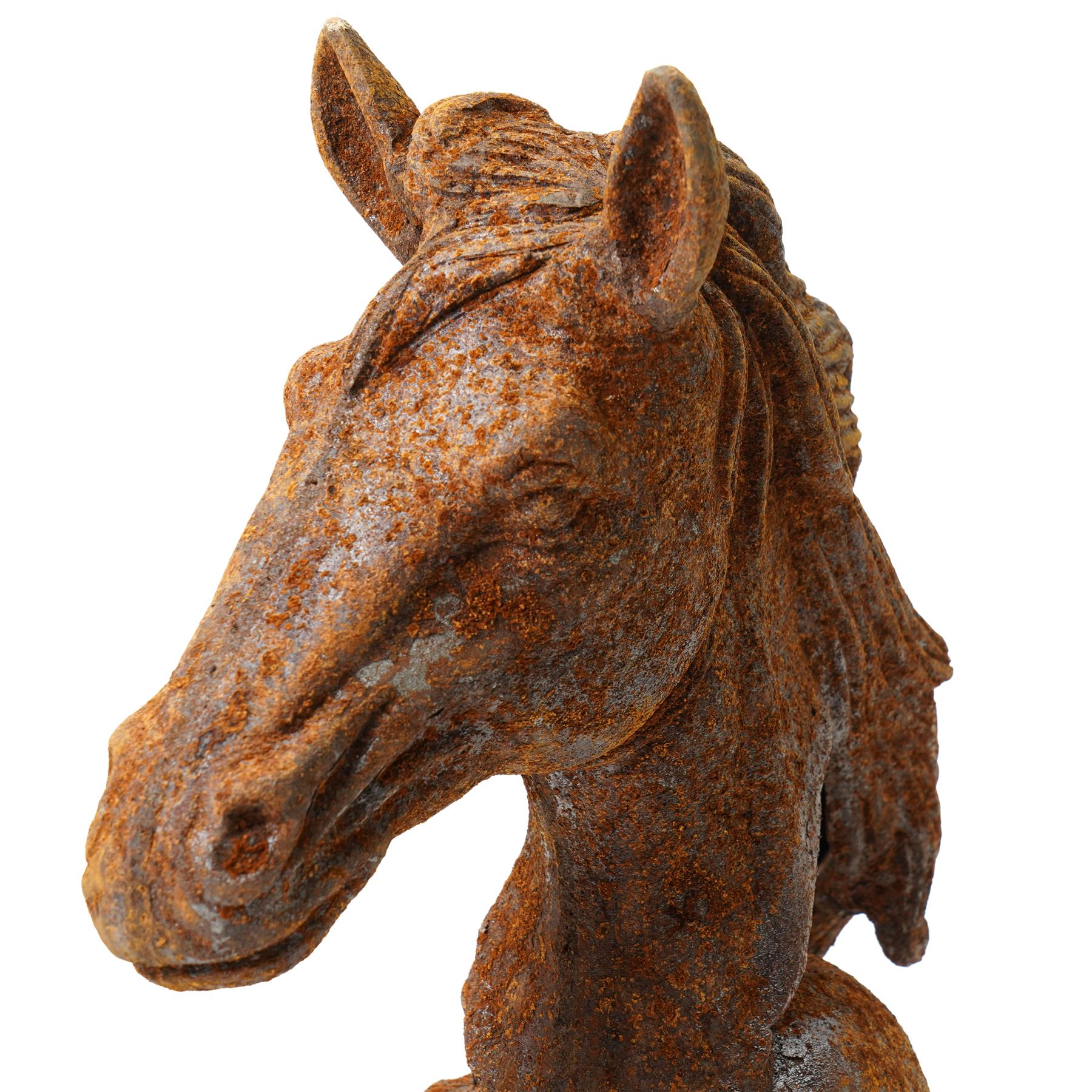 Pair of cast iron horse heads, H46cm (2)