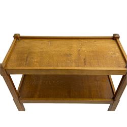 Rabbitman - oak two tier trolley,  carved with rabbit signature, by Peter Heap of Wetwang 