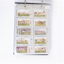 Collection of Edwardian and later Football related trading and cigarette cards, including forty-nine of fifty 1906 Ogden's Football Club Colours, 1922 PALS Footall series, ninety of one hundred 1925 Gallaher Famous Footballers, complete set of forty-four 1926 Ogden's Captains of Association Football Clubs and Colours, complete set of fifty 1927 Players Football Caricatures by MAC,  complete set of fifty 1927 Players Football Caricatures by RIP,  complete set of fifty 1930 Players Association Cup Winners, complete set of 50 1933 Ogdens AFC Nicknames etc, housed in brown cigarette card album