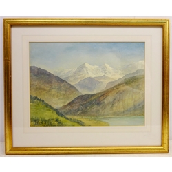  Alfred Young Nutt (British 1847-1924): 'Lake Thun Switzerland', watercolour inscribed verso 27cm x 37cm  