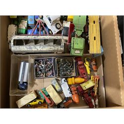 Various die cast vehicles, including Lesney, Britains, Dinky, etc., in one box, mostly heavily play worn 