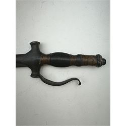 Northwest Frontier sword, with Indian hilt; the handle with copper wire grip, with L65cm single edge British blade, L78cm overall 