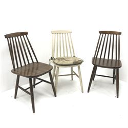 Three mid century dining chairs, W41cm