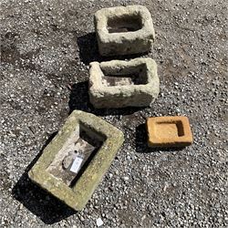 Set of four small shallow stone troughs  - THIS LOT IS TO BE COLLECTED BY APPOINTMENT FROM DUGGLEBY STORAGE, GREAT HILL, EASTFIELD, SCARBOROUGH, YO11 3TX