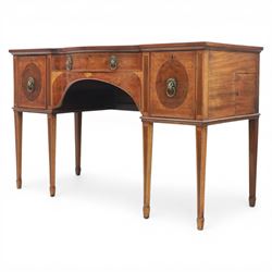 George III Sheraton design serpentine inlaid mahogany and satinwood sideboard