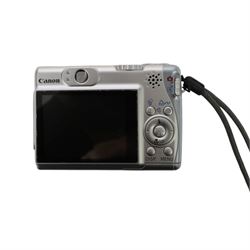 Six Canon compact digital cameras, comprising Ixus L-1, Ixus 850 IS, Ixus Z90, Ixus 960 IS, Powershot A1200 and Powershot A540, three with boxes