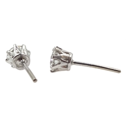 Pair of 18ct white gold round brilliant cut diamond stud earrings, total diamond weight approx 0.80 carat
