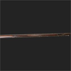19th century Indian Brown Bess style flintlock musket, the 138cm round steel barrel ram rod beneath, overall L174cm