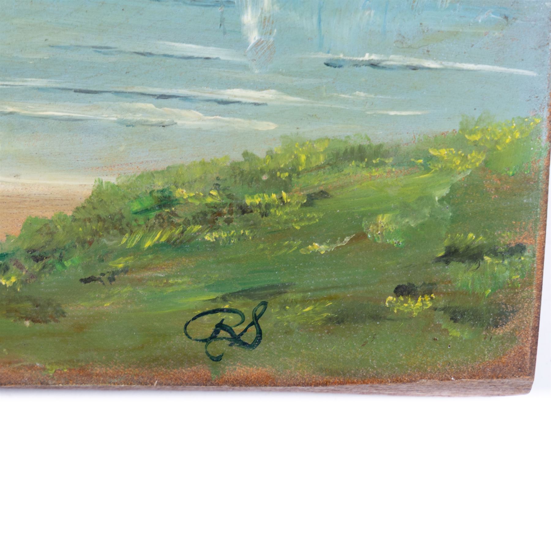 Robert Sheader (British 20th Century): Scarborough Beach, oil on panel signed, 25cm x 61cm 