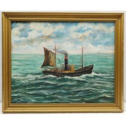 M Corrie (British 20th century): Steam Ship's Portrait, oil on board signed, together with two further 20th century marine oils, max 50cm x 75cm (3)