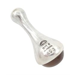 Georg Jensen silver smoky quartz pendant, No. 453, designed by Kim Buck, with Georg Jensen silver necklace, boxed