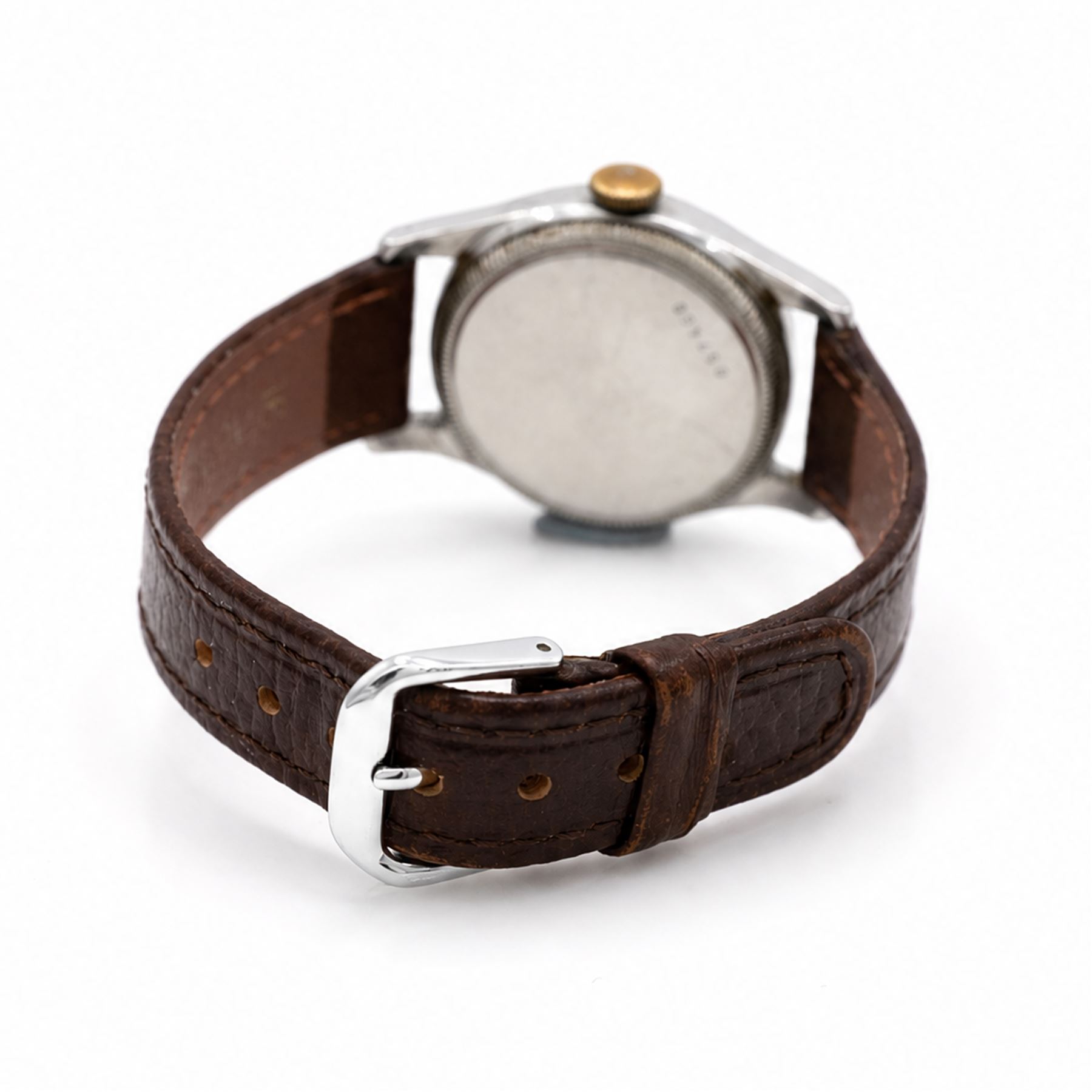 Solar Aqua gentleman's stainless steel manual wind wristwatch, Ref. 2784, silvered dial with Arabic hour markers, the Rolex case signed 'Oyster Watch Co  R.W.C.Ltd', on brown leather strap
