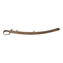 British Light Cavalry sword, with single edged curved blade and metal scabbard, overall L100cm 