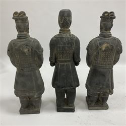 Set of three Chinese 'Terracotta Warrior' style figures, tallest example H27cm 