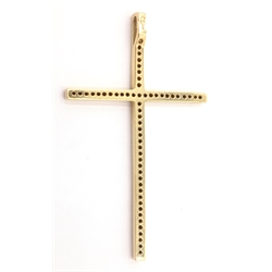  Large gold cross pendant set with diamonds, hallmarked 9ct  