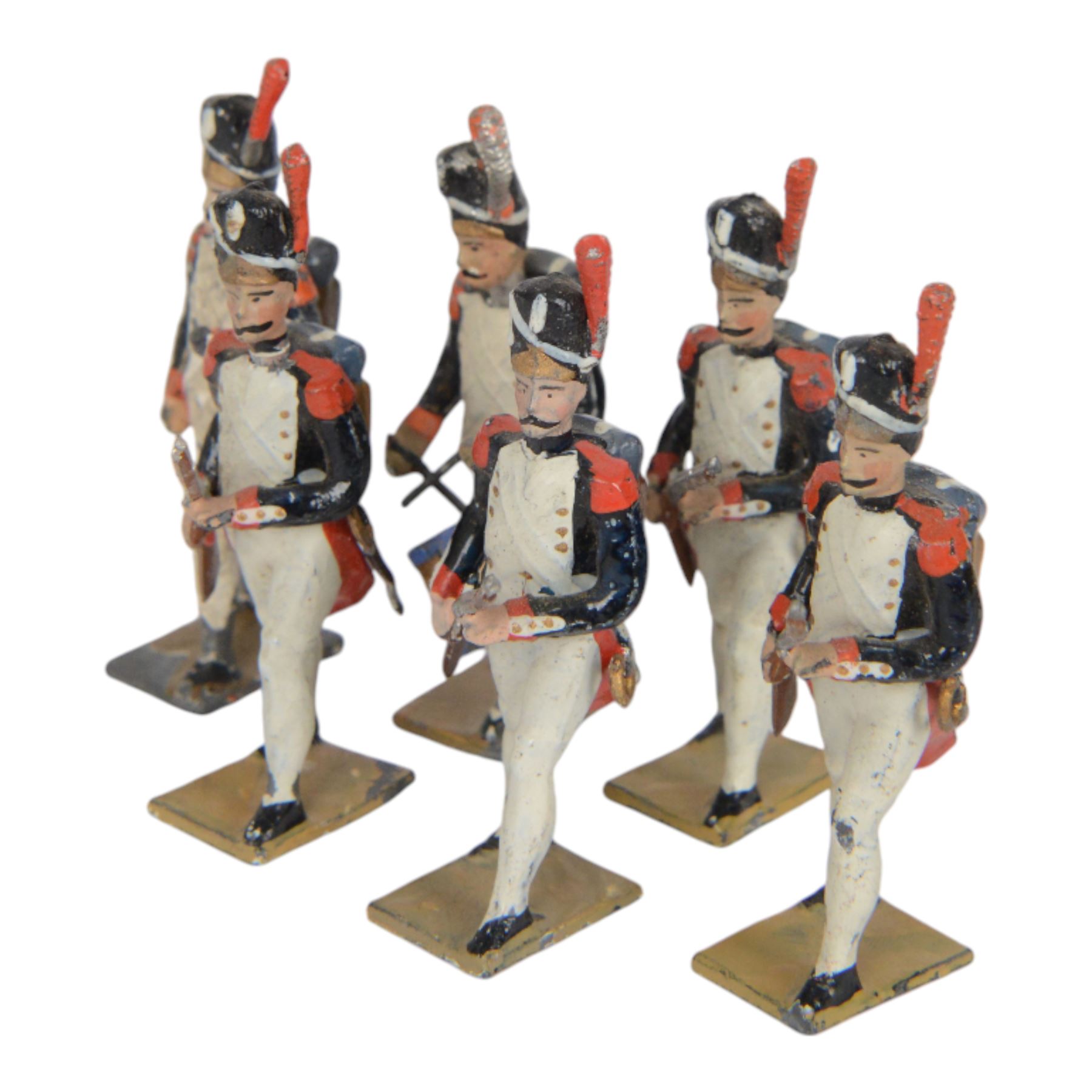 French CBG Mignot Napoleonic Grenadiers a Pied de la Garde marching, comprising of five  guardsmen and one drummer