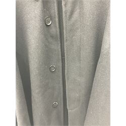 Police Constabulary style uniform items comprising woollen night cape / cloak with chain fastening, helmet and truncheon