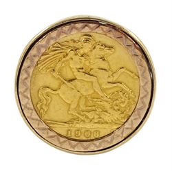 King Edward VII 1908 gold half sovereign coin, loose mounted in 9ct gold ring
