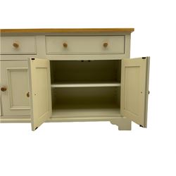 Neptune Furniture - Chichester oak and cream painted sideboard, two drawers over two double cupboards, bracket feet
