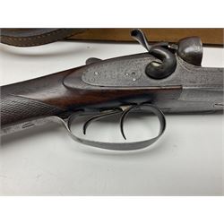 SHOTGUN CERTIFICATE REQUIRED - Late 19th century R. Robinson of Hull 12-bore side-by-side double barrel hammer shotgun; with 76cm(30