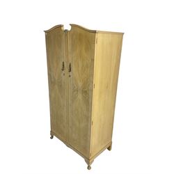 F Wrighton & Sons Ltd -  French style painted serpentine dressing table, with triple mirror back, on cabriole supports (106cm x 55cm x 135cm), and F Wrighton & Sons Ltd - French style narrow double wardrobe (92cm x 54cm x 187cm)