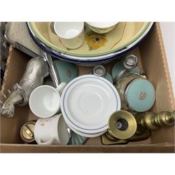Quantity of ceramics and glassware etc, to include Myott China Lyke dinner wares, Sylvac vase, Carlton Ware jug, tea sets etc in eight boxes