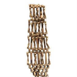 9ct five bar gate bracelet, with heart locket clasp, hallmarked