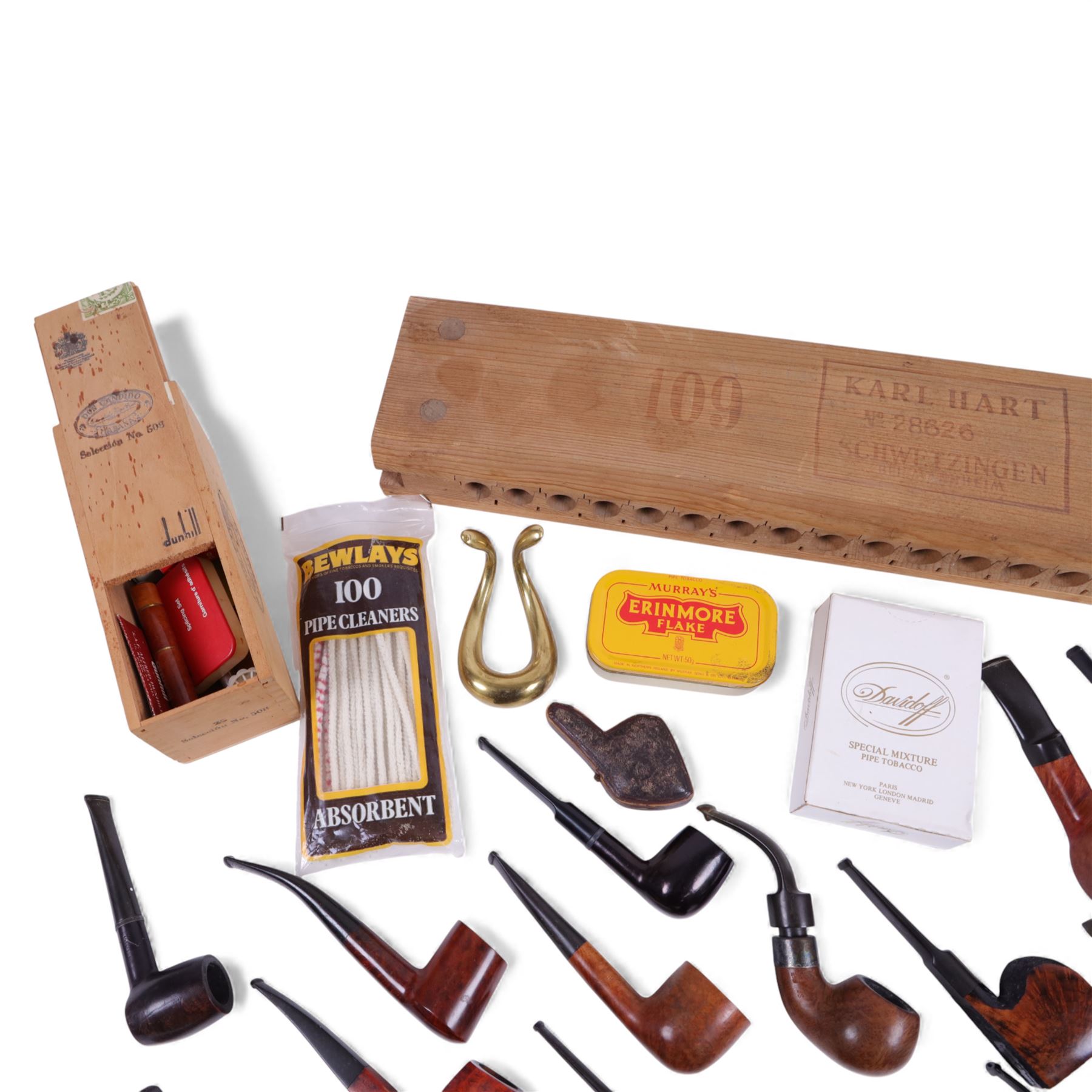 Karl Hart Schwetzingen cigar mould, together with a collection of pipes, including makers Carey, Stanwell, Dunhill etc