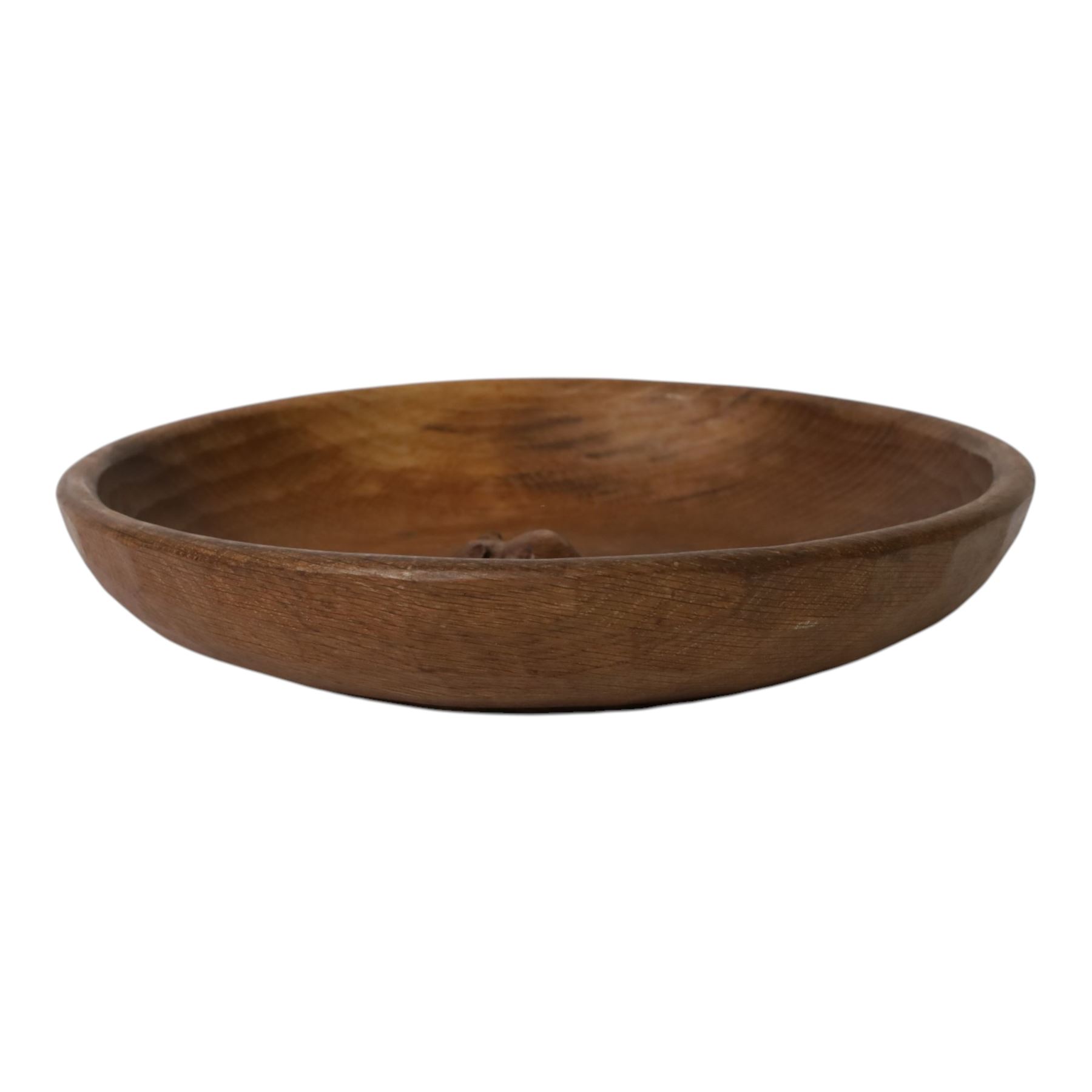 Mouseman - tooled oak fruit bowl,  carved with mouse signature, by the workshop of Robert Thompson, Kilburn, D30cm