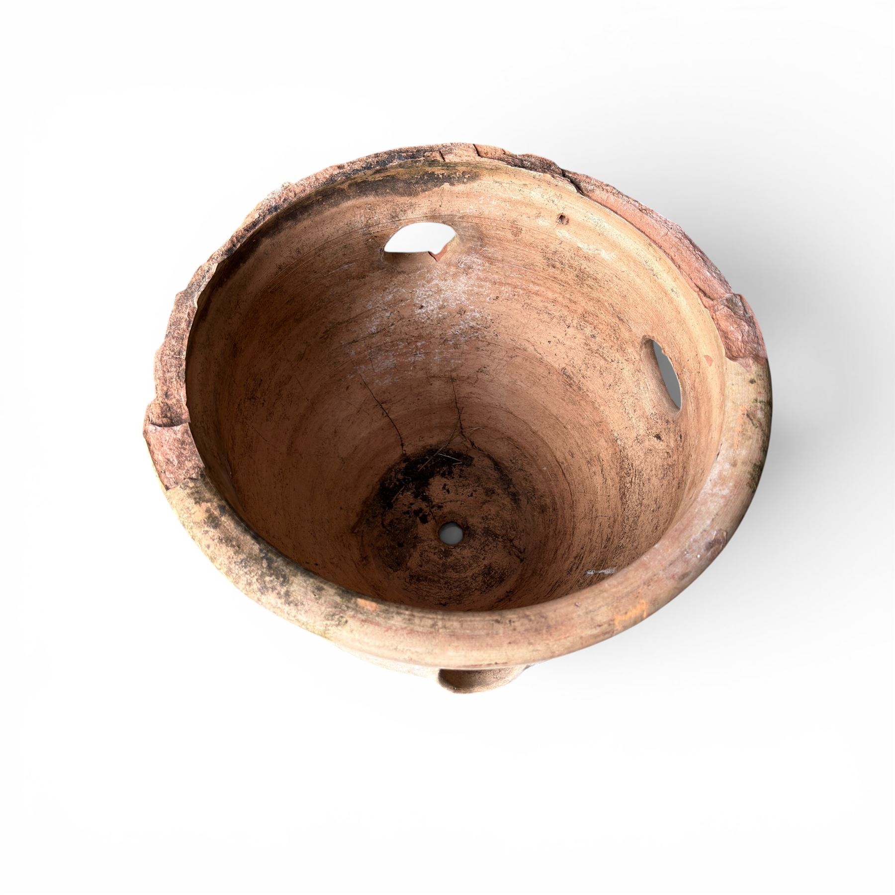 Collection of five terracotta garden planters along with rectangular sandstone trough 