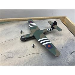 Diverse Images Aircraft Collection hand crafted English pewter model of a Stirling Airborne Assault Diorama with Horsa MKI and Stirling MKIV aircraft; 1:144 scale, signed Mike Daucey; limited edition plaque No.16/50; 36 x 60cm; in wooden box