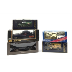 Five large scale die-cast models comprising two Liberty Classics 1:25 scale Vintage Coin Banks; Maisto 1:18 scale BMW 325i Convertible; UT Models Porsche Boxter; and Matchbox Ultra Class Porsche 911 Carrera 4 collector's edition, all boxed (5)