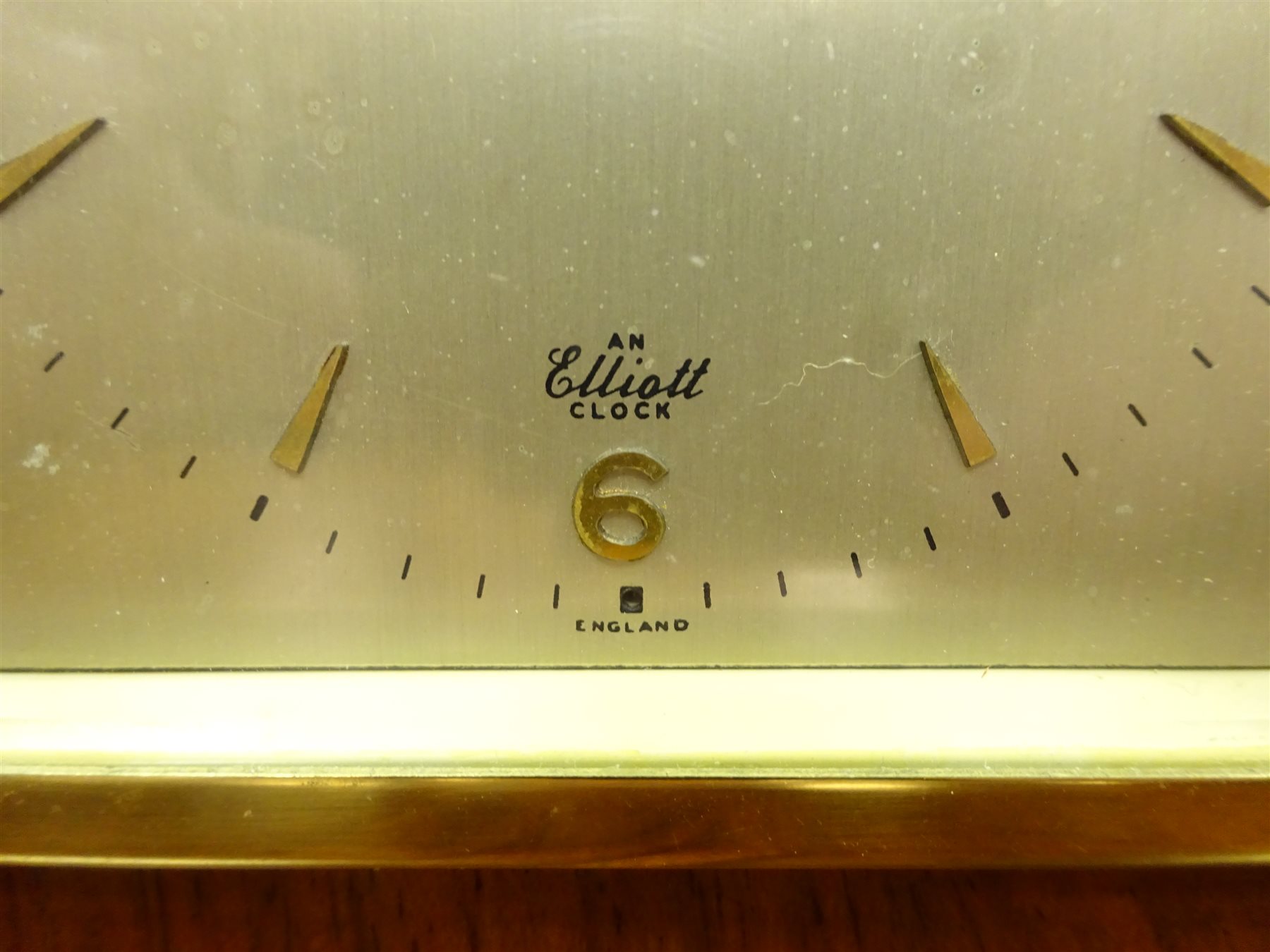 1960's teak cased Elliott mantel clock, silvered dial inscribed W