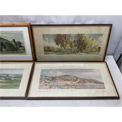 Four carriage prints, comprising Leiston Abbey, Suffolk after Frederick William Baldwin, Richmond, Yorkshire after Leonard Russell Squirrell, Harrogate, Yorkshire after Jack Merriott, and Sandsend, nr. Whitby, Yorkshire, after Jack Merriott (4)