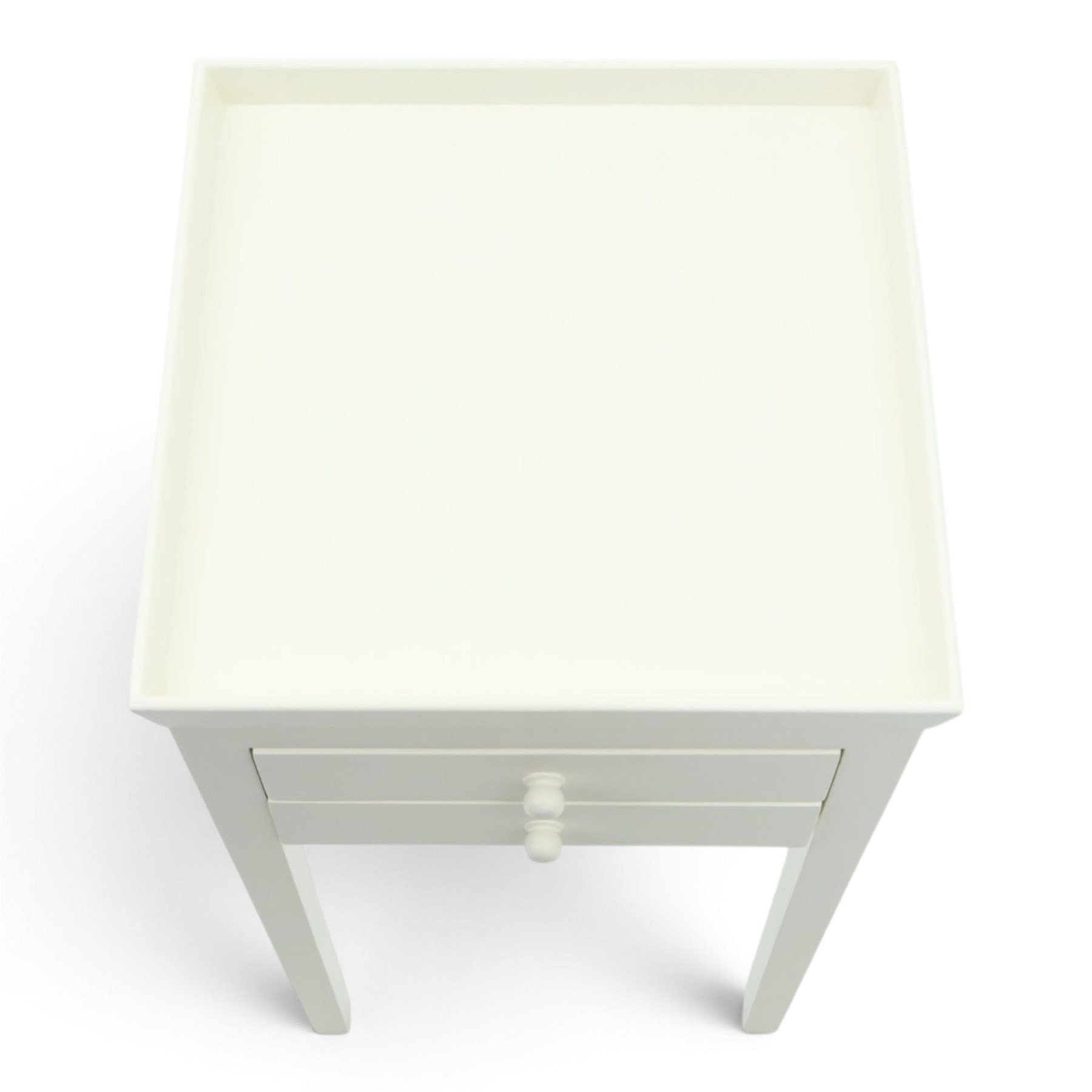 Painted lamp stand with two drawers, galleried top with square tapering supports