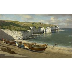 Walter Goodin (British 1907-1992): Cobles at North Landing Flamborough, oil on board signed 59cm x 95cm
Provenance: Purchased direct from the artist by the family
