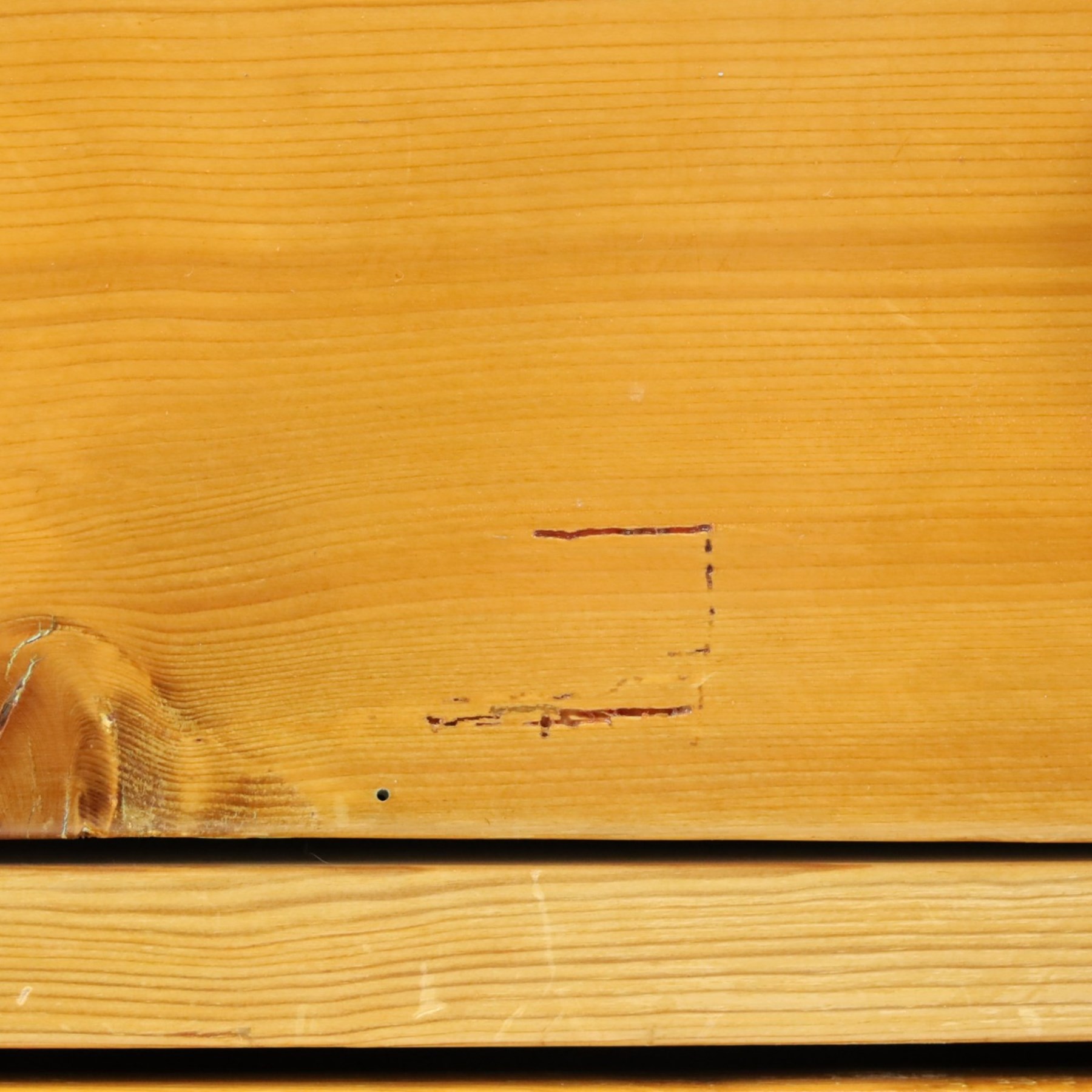 Two pine chests, comprising Victorian pine chest fitted with three  drawers with turned handles, shaped uprights extending to bracket feet, (H 83cm, W 77cm, D 41cm) and Continental pine chest fitted with three drawers with turned handles, on turned feet (H 81cm, W 100cm, D 51cm)