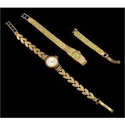 Two 9ct gold ladies manual wind wristwatches, on 9ct gold bracelet straps, hallmarked