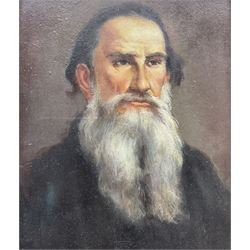 Russian School (Early 20th century): Portrait of Leo Tolstoy, oil on board unsigned 23cm x 20cm