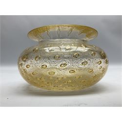 Cenedese Murano glass bowl filled with gold leaf and bubble inclusions, H8.5cm 