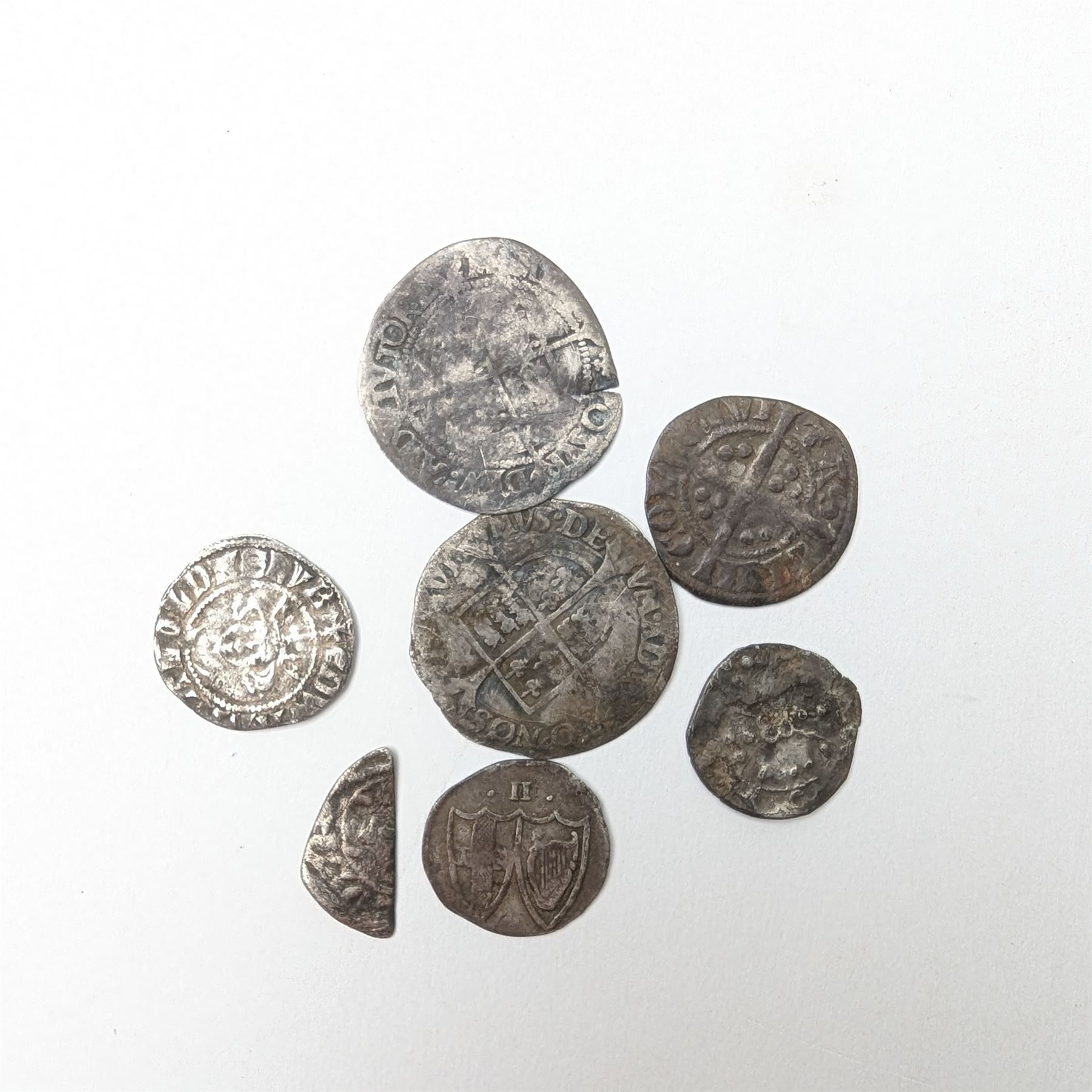 Collection of approximately twenty British hammered silver coins including Henry VI penny, Edward II penny, Commonwealth half-groat etc. (22)