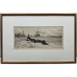 William Lionel Wyllie RA RBA RI RE NEAC (British 1851-1931): Tynemouth, drypoint etching signed in pencil 18cm x 39cm