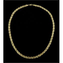 9ct gold flattened weave necklace, stamped 375, approx 5.5gm