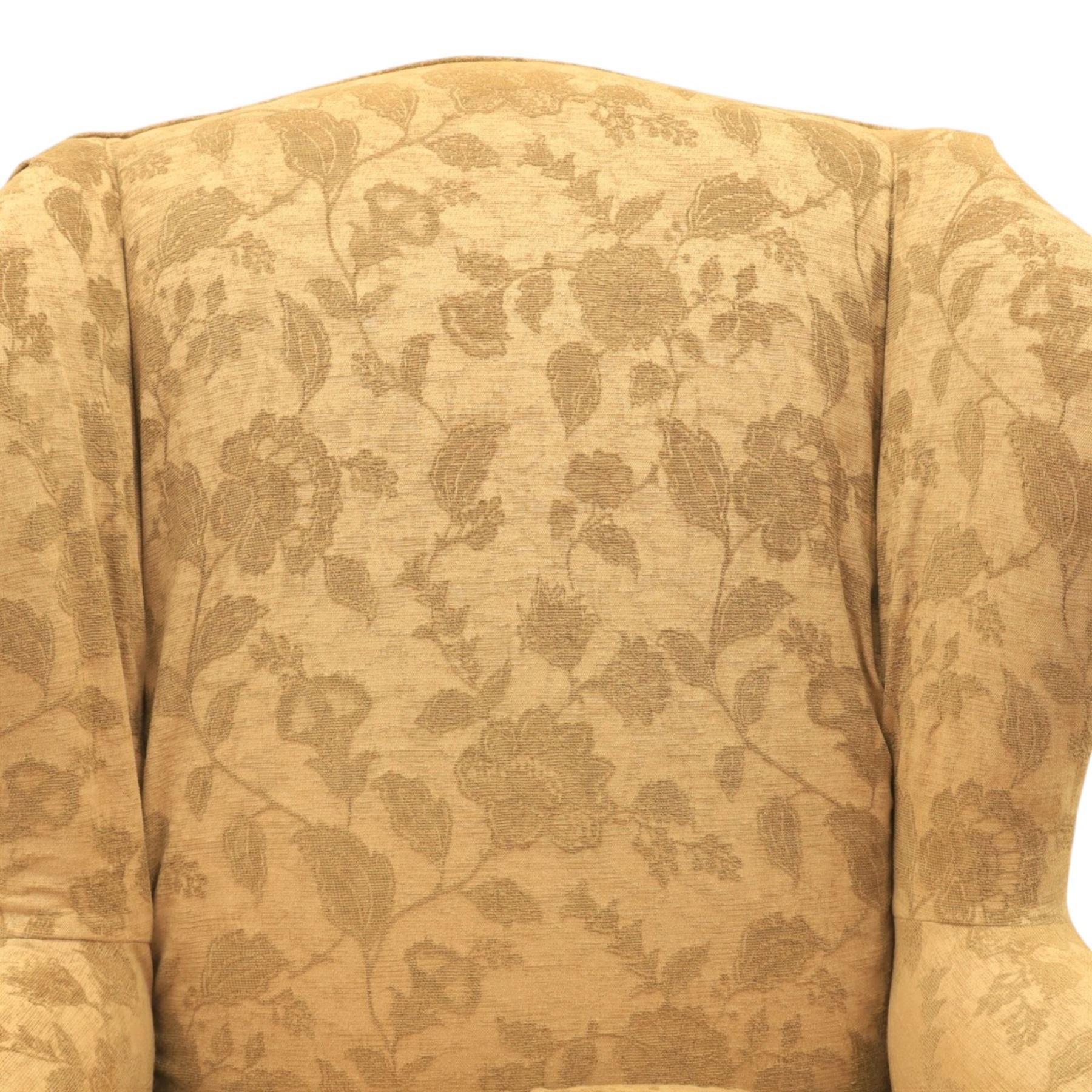 MultiYork - Georgian design wingback armchair upholstered in foliate patterned fabric