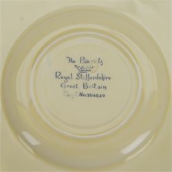 Clarice Cliff Biarritz sandwich set, comprising a rectangular platter and six side plates, all in the Brookfields pattern, the platter with printed Clarice Cliff Newport Pottery and The Biarritz Royal Staffordshire mark beneath, platter H23cm, W19.5cm
