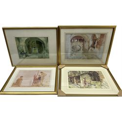 After Sir William Russell Flint (Scottish 1880-1969): 'Unexplored City' 'An August Morning' 'The Wishing Well' and 'Water Arches', set four colour prints max 27cm x 39cm (4)